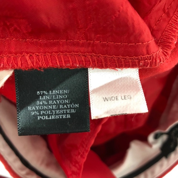 Ann Taylor Womens Wide Leg Linen Pants Size 0 Petite Red Pleat Front High Rise - Picture 6 of 12